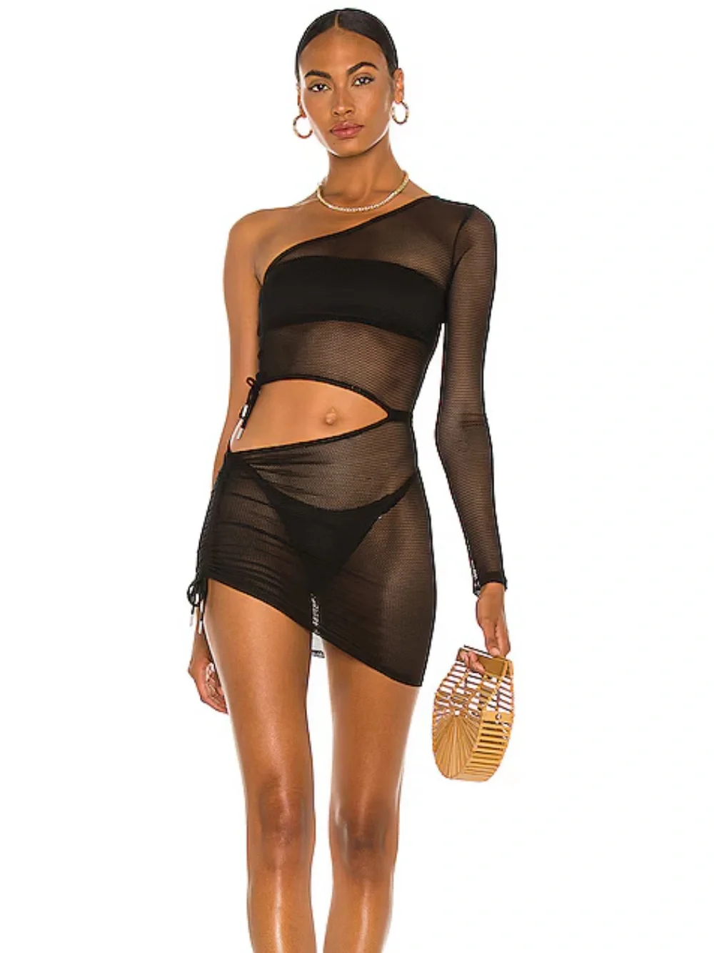 NWT Revolve Michael Costello Sheer Swim Coverup Black